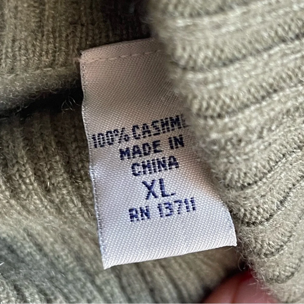 Cashmere Sweater XL Lord and Taylor Sage Green Two Ply Cashmere Turtleneck - Picture 6 of 9